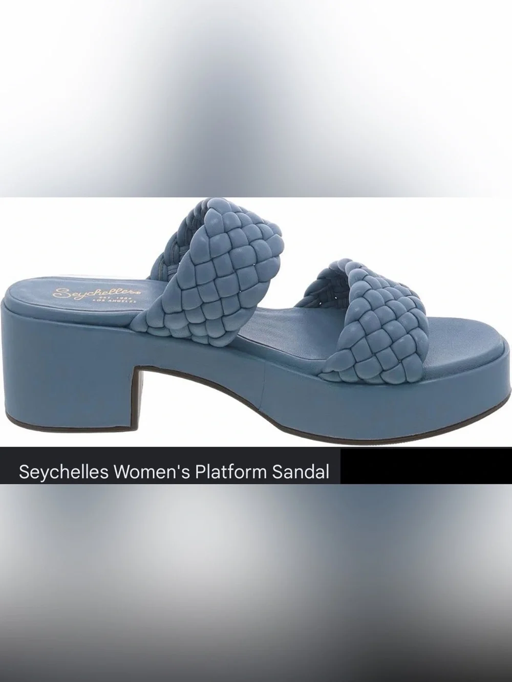 Seychelles Women's Platform Braided Preppy Blue Leather Sandals, Size 8.5 M, NWT
